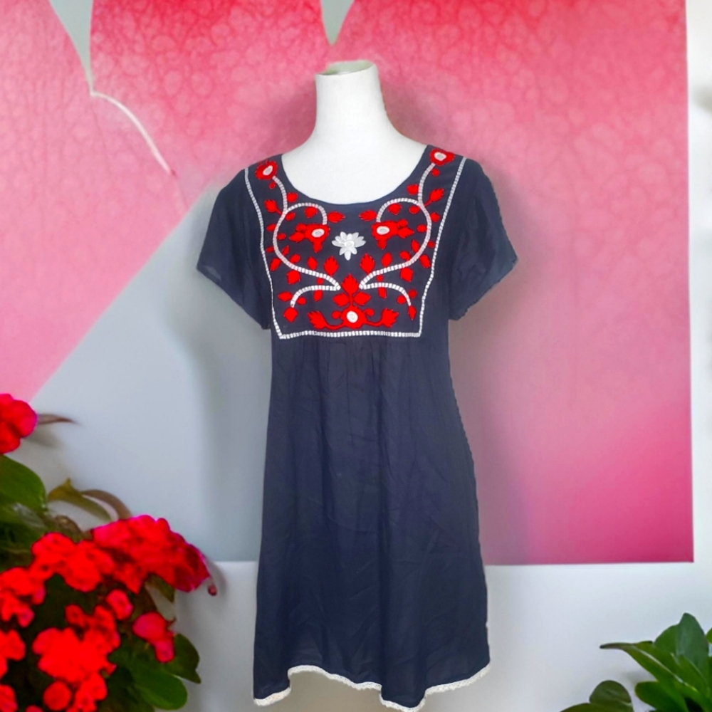 Anandas Collection 100% Rayon Embroidered Boho Dress